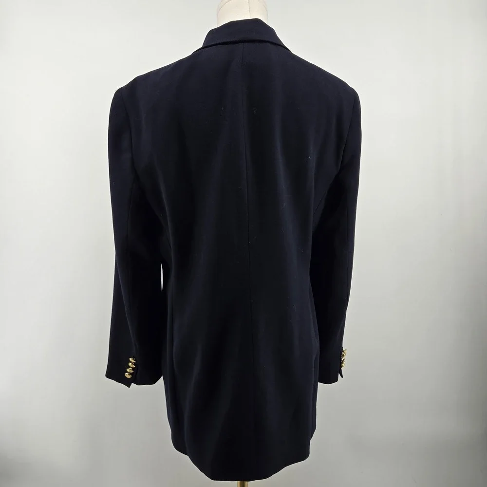 Lauren Ralph Lauren Blazer Womens 12P Petite Blue Wool‎ Three-Button Jacket